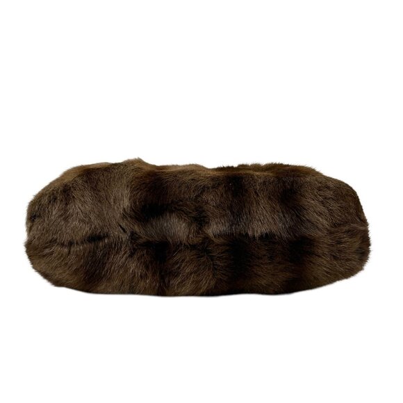 FENDI Vintage Logo Chef Mink Faux Fur Shoulder Bag Handbag Python Brown [106352] - Picture 8 of 12